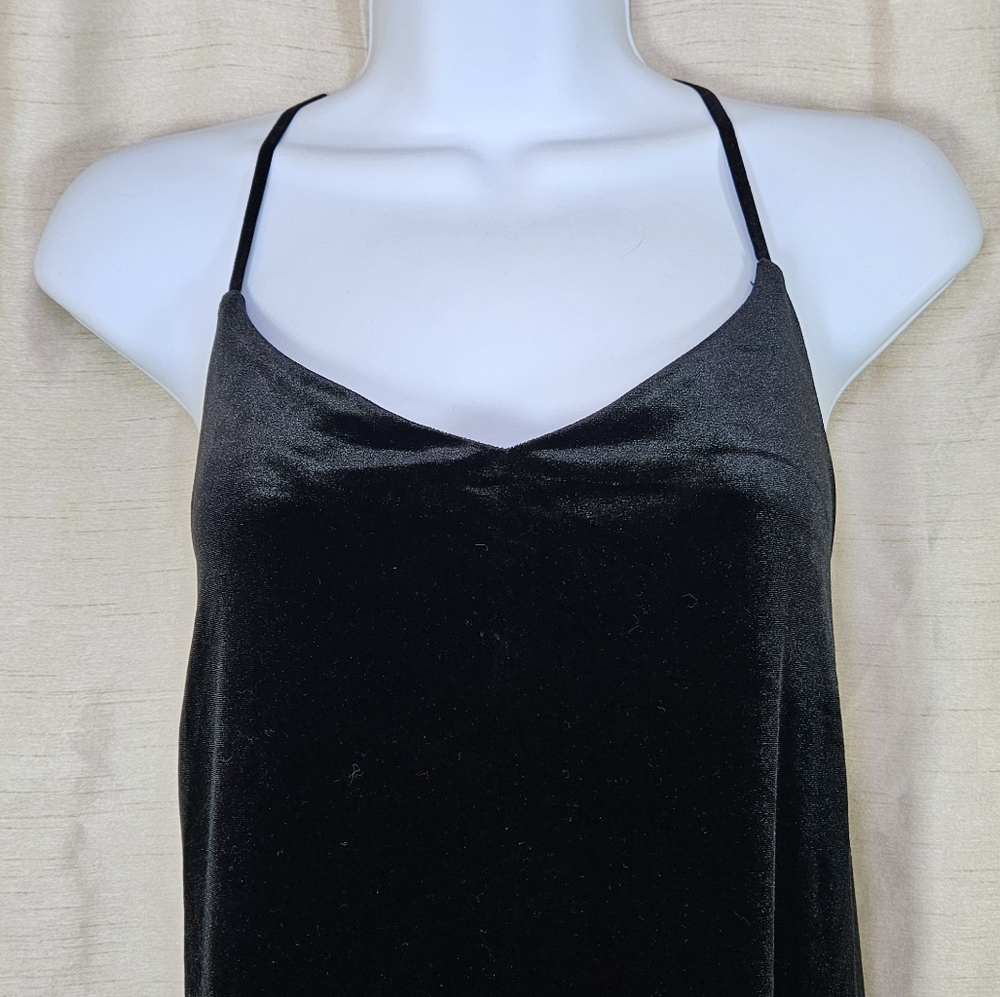 NWOT Loft black velvet halter A-line swing dress Womens Medium - Picture 7 of 9